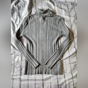 Time and Tru Gray Ribbed Turtleneck Sweater